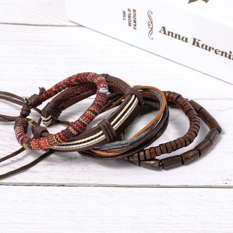 JAVMOO Gothic Bracelet Adjustable Punk Braided Leather Multilayer Grunge Set Bracelets Emo Metal Cuff Wrap Bangles Meaningful Gift - Image 4
